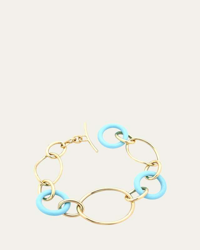 18K Yellow Gold and Turquoise Link Stella Bracelet